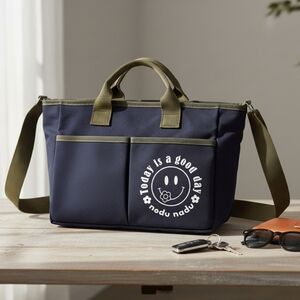 Nicole Lee Today Is a Good Day Handbag Smiley Convertible Purse Canvas Tote Bag